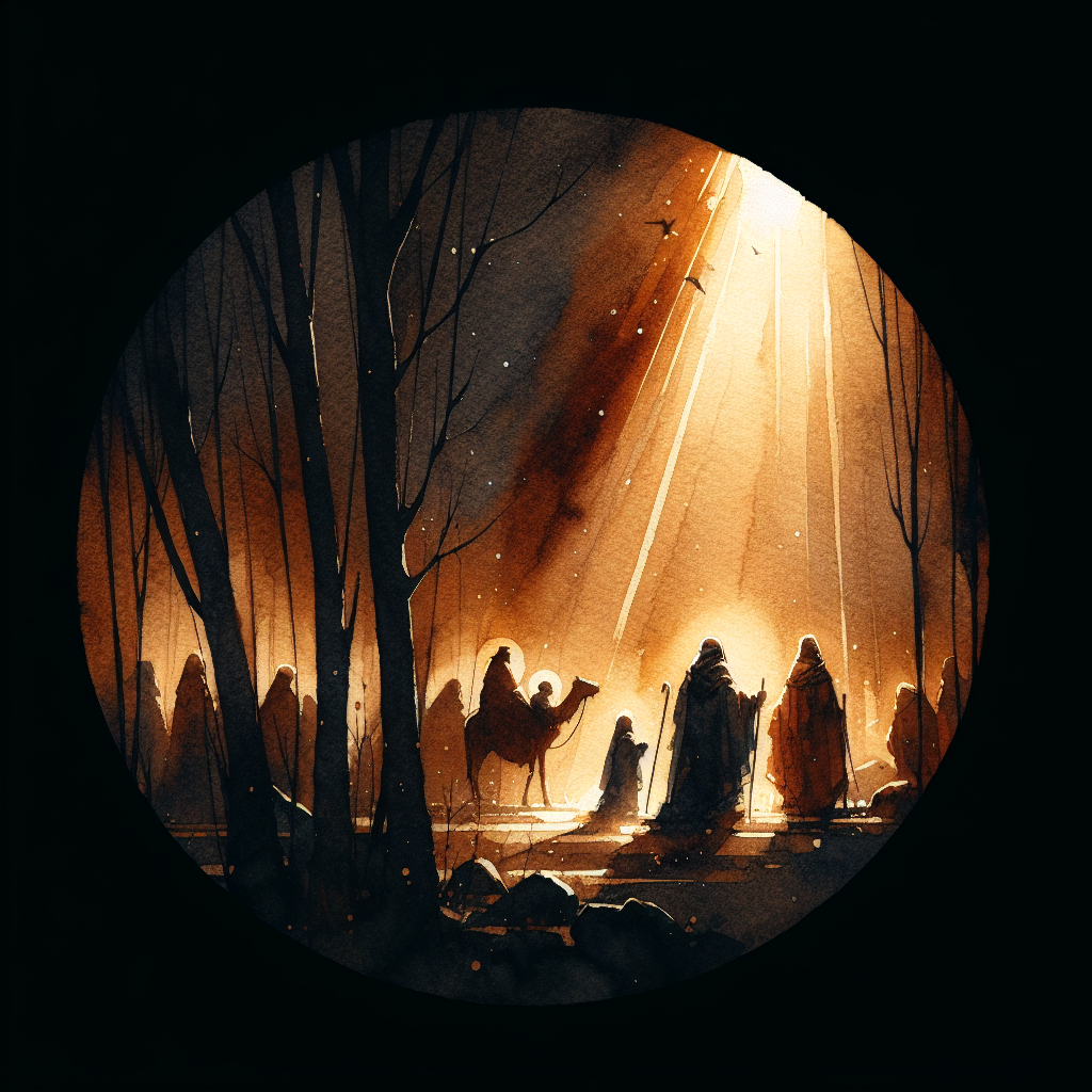 AI-generated illustration for "Starlight and Kingship: Matthew 2:1-12" — created by ChurchWiseAI using DALL-E