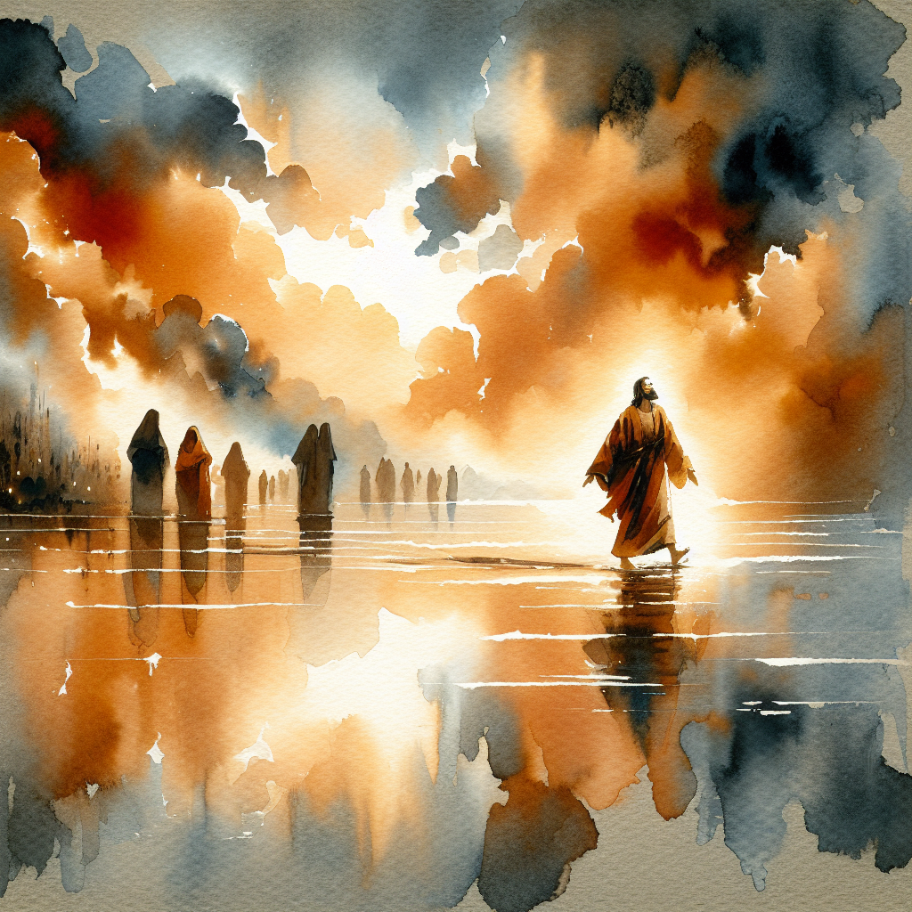 AI-generated illustration for "Lord, Save Me: Matthew 14:22-33" — created by ChurchWiseAI using DALL-E