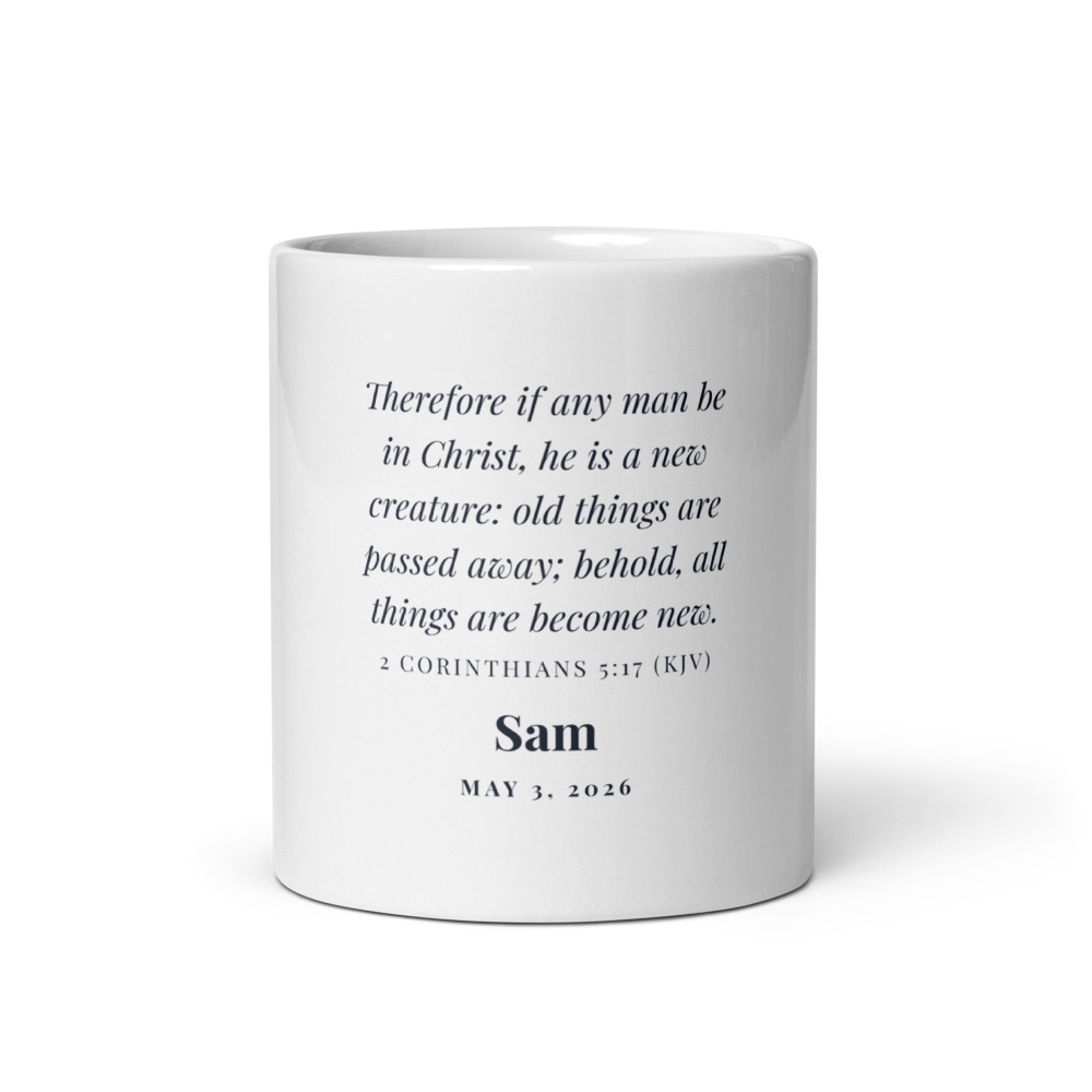 New Creation Mug, 11 oz white glossy mug (front view)