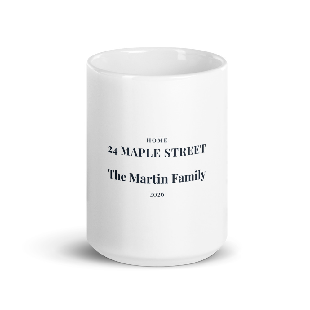 Closing Gift Mug Pair, Pair of 15 oz white glossy mugs (front view)