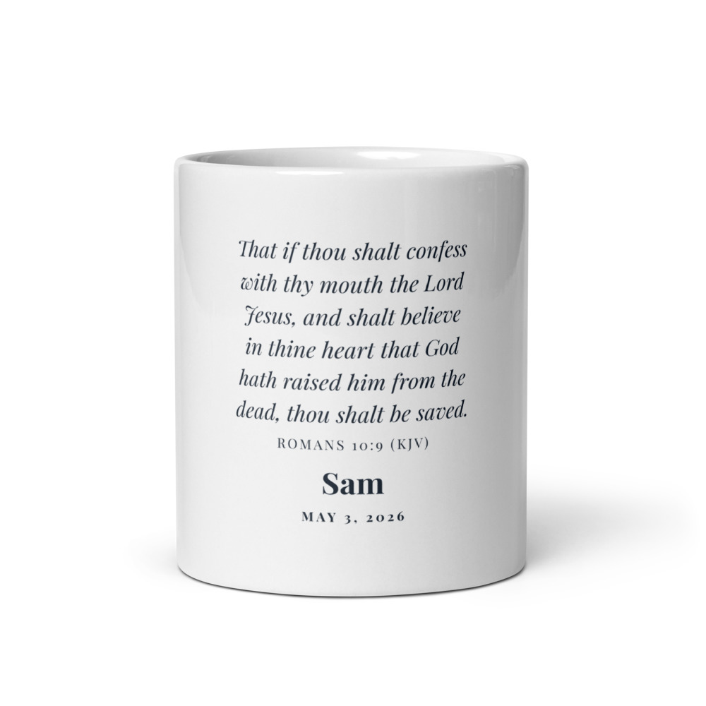 Confess with Your Mouth Mug, 11 oz white glossy mug (front view)