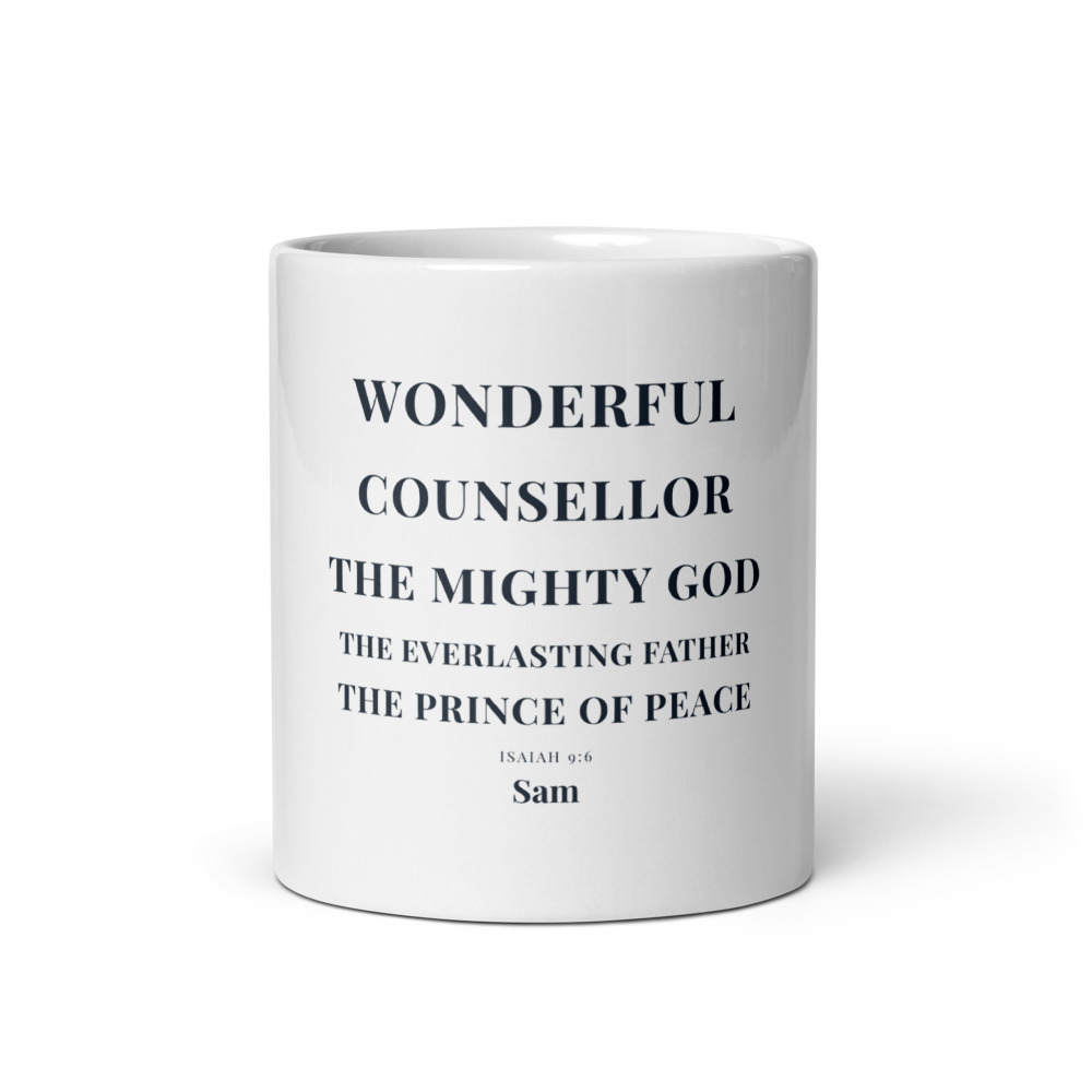 Names of Christ Mug, 11 oz white glossy mug (front view)