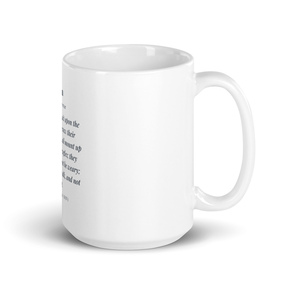 Renewed Strength Staff Mug, 15 oz white glossy mug
