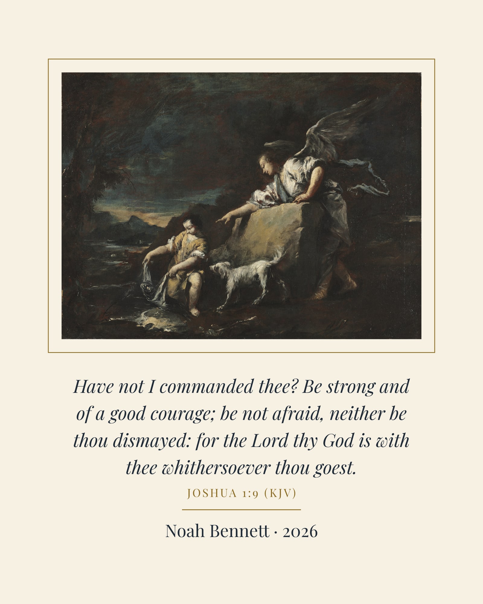 Be Strong and of a Good Courage Graduate Art Print, matte poster, shown with a sample dedication