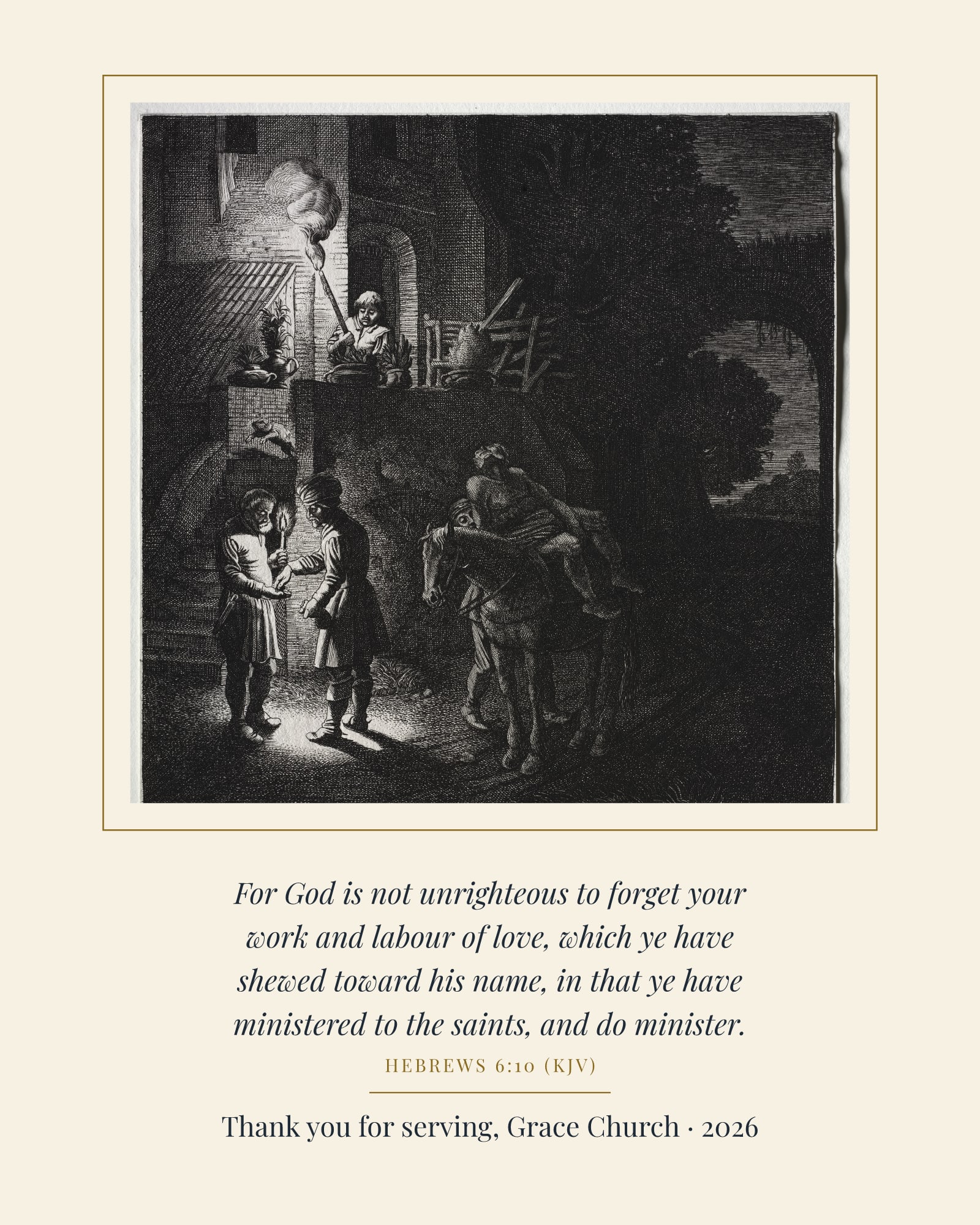 Labour of Love Volunteer Thank-You Art Print, matte poster, shown with a sample dedication