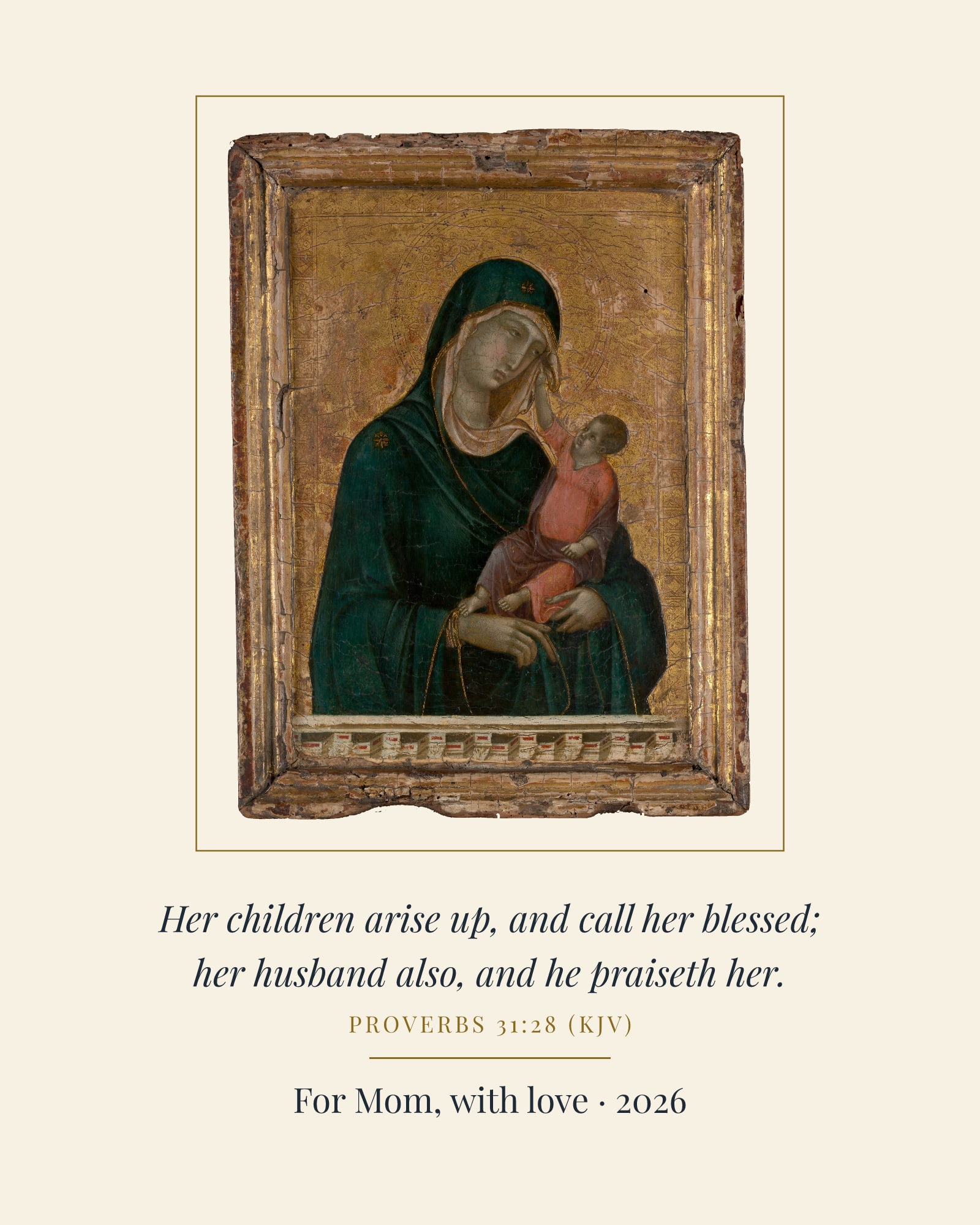 Call Her Blessed Mother's Day Art Print, matte poster, shown with a sample dedication