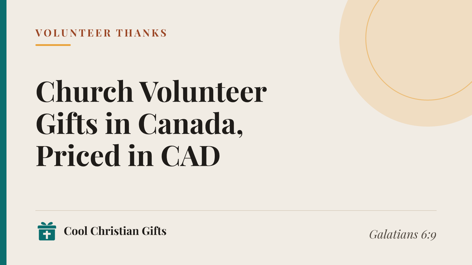 Volunteer thanks gift guide cover: Church Volunteer Gifts in Canada, Priced in CAD.