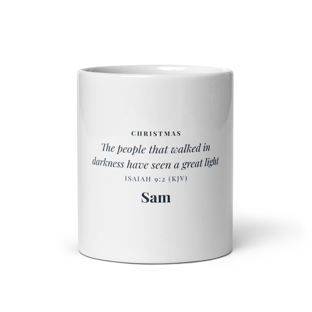 Great Light Christmas Mug, 11 oz white glossy mug (front view)