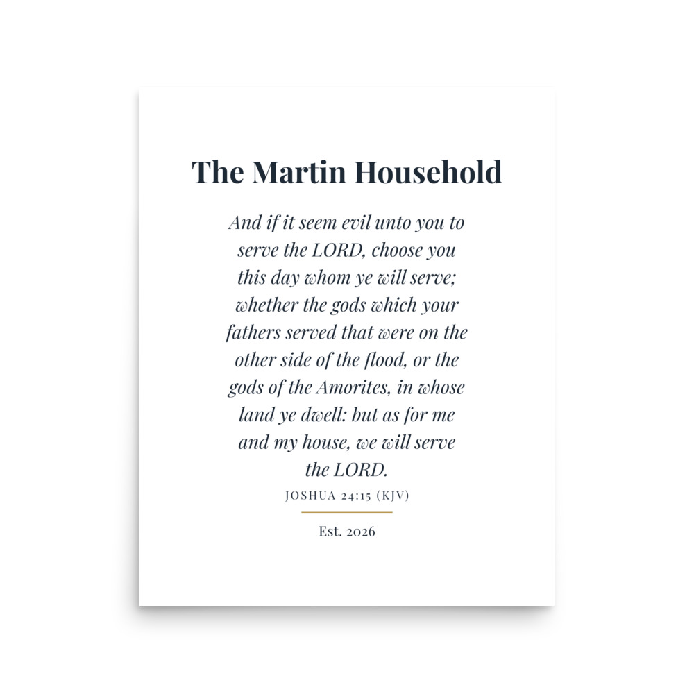 Family Name Household Verse Print, Matte poster 16x20 in